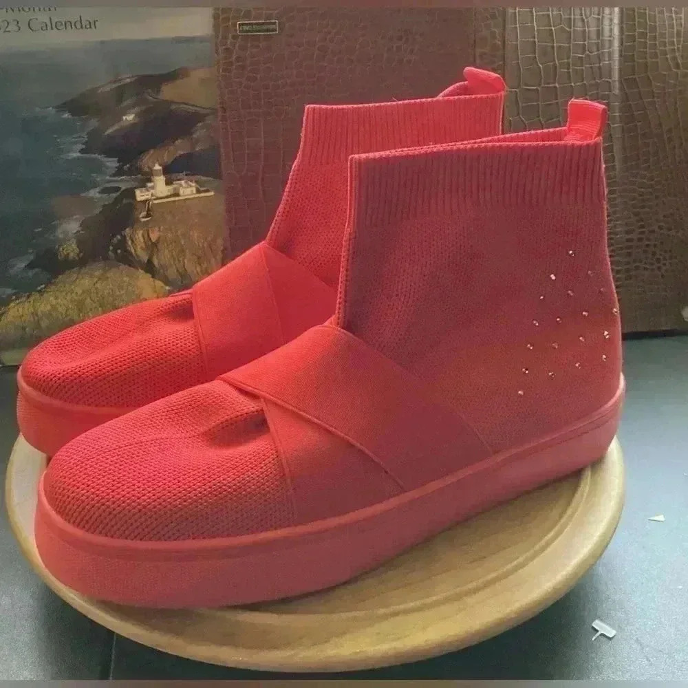 Ecko Unltd. Red Beyley Sneakers Studded Ankle Sock sparkling sneakers size 11